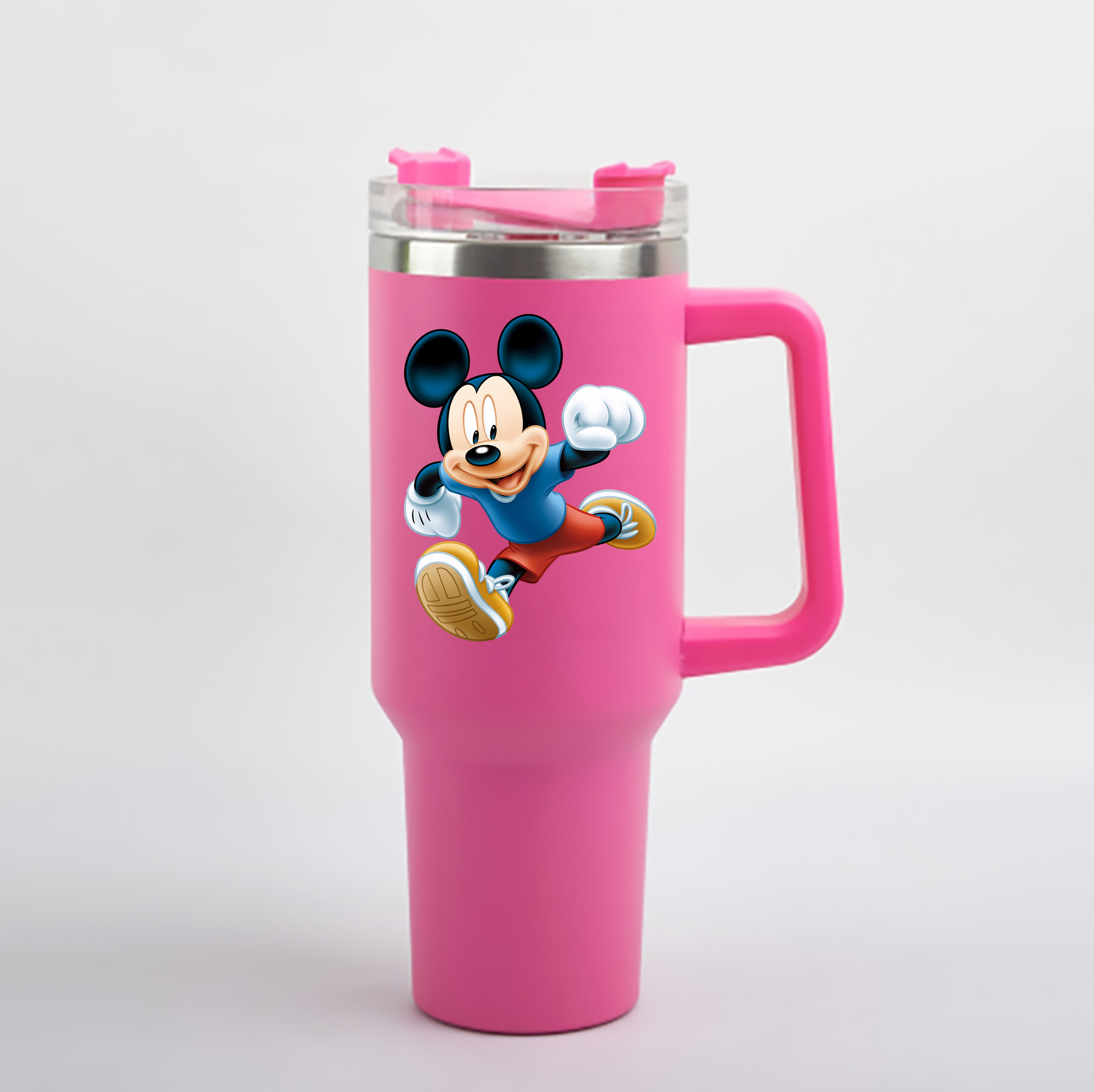 （画像用） ミッキーマウス Mickey Mouse 1200mL車用タンブラー - クリスタルステッカー（プラスチックストロー付き）